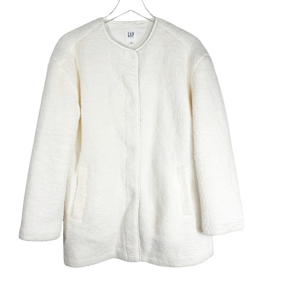 GAP Women’s Medium Ivory Oversized Cozy Soft Teddy Jacket Snap Up